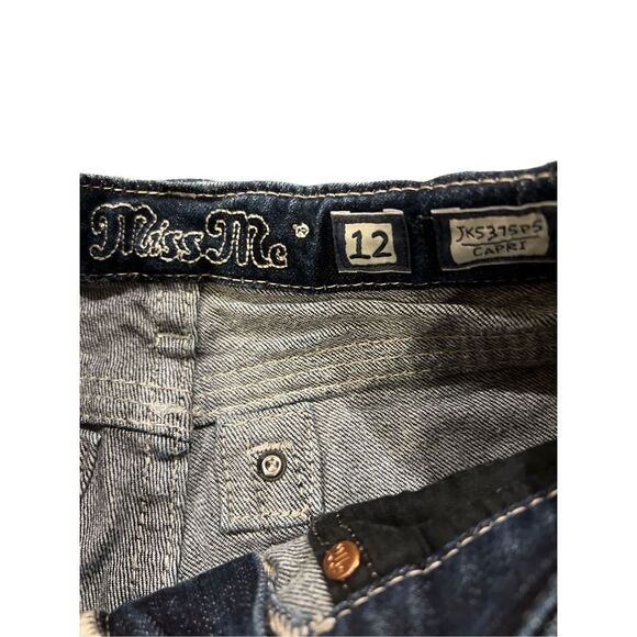 MISS ME Rhinestones embroidered capri jeans - Picture 11 of 12